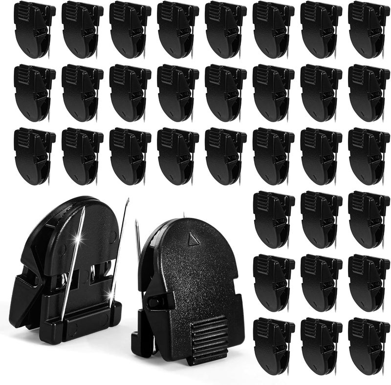 GOOLADA 36Pcs Black Cubicle Clips, Plastic Cubicle Hooks for Fabric Walls, Cubical Accessories for Work, Thumb Tacks for Cork Board, Push Pins for Bulletin Board, Wall, Classroom, School,Office - Image 1